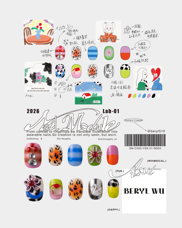 Nail Module｜Beryl Wu 穿戴甲,美甲,插畫,創作者聯名,珍德瑟,獨家開發,周邊商品,錄音帶盒,收藏,藝術品,STILLNAUGHTY,美甲片,設計師聯名,指甲貼,藝術周邊,復古包裝,交換禮物,潮流美甲