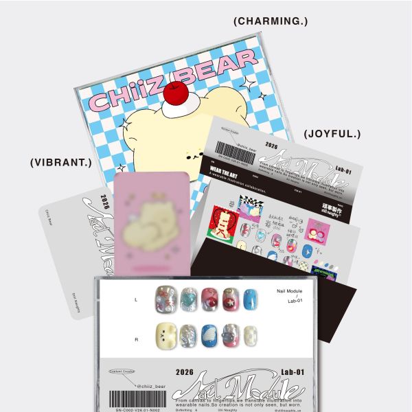 Nail Module｜起司貝爾 Chiiz Bear 穿戴甲,美甲,插畫,創作者聯名,珍德瑟,獨家開發,周邊商品,錄音帶盒,收藏,藝術品,STILLNAUGHTY,美甲片,設計師聯名,指甲貼,藝術周邊,復古包裝,交換禮物,潮流美甲
