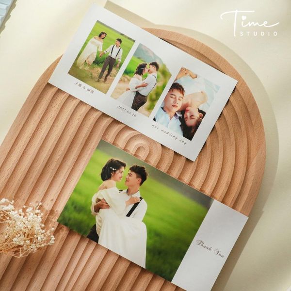 Time Studio 長型大版面 / 雙面謝卡｜少量印刷 婚禮謝卡 結婚謝卡 照片小卡 結婚週邊 客製謝卡 