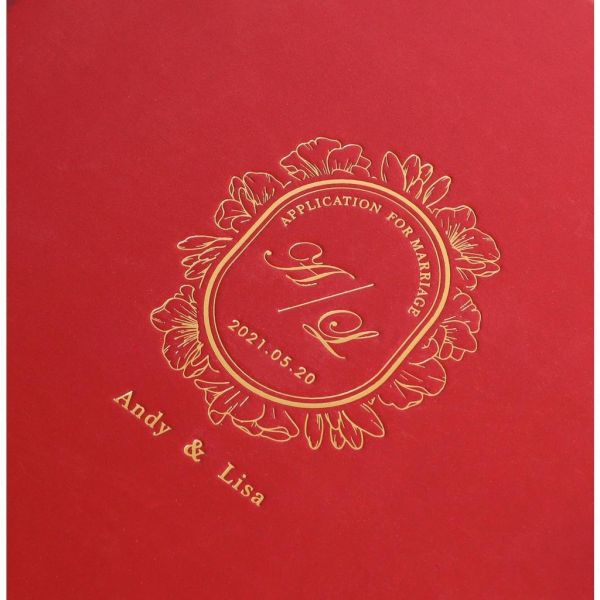 【客製】百花齊放／燙金結婚書約｜藕/紅 結婚證書 證書夾 書約夾 書約 婚約 結婚必備 