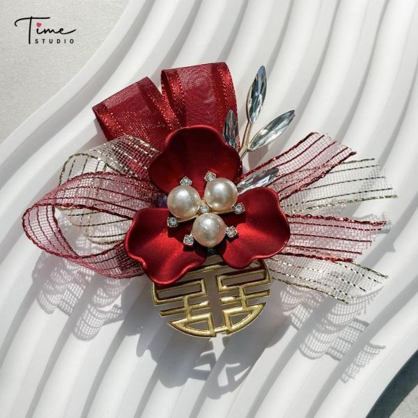 中式胸花/手腕花 | 快速出貨 超仙伴娘手花 手花 婚禮 姐妹花 胸花 高級感 結婚胸花 結婚裝飾 囍宴花 兒童手花 