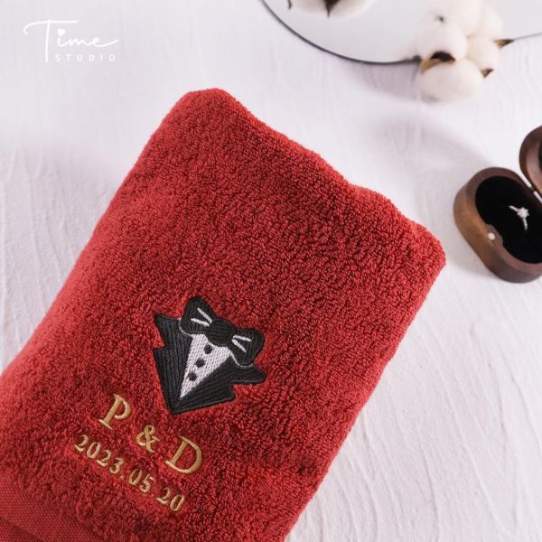 【訂做結婚毛巾】刺繡 毛巾 新婚禮 伴娘伴郎禮 小毛巾 訂做 訂製毛巾 客製化姓名 結婚 登記 新郎 新娘 
