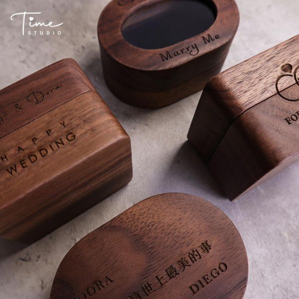 【手工戒指盒】求婚/婚戒盒/鑽戒盒 訂製雷雕服務 求婚必備 情人禮物 胡桃木盒 戒指收納盒 結婚 婚戒 