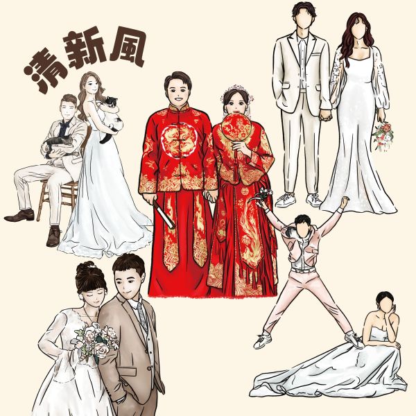 清新風 手繪喜帖 手繪謝卡 手繪圖案 客製手繪