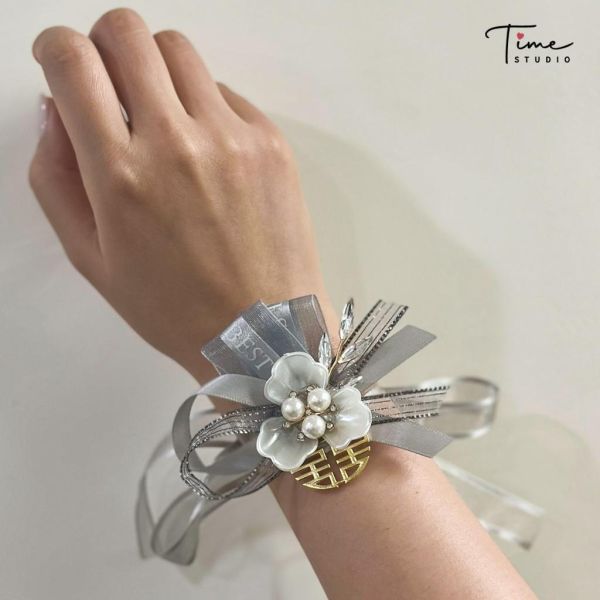 中式胸花/手腕花 | 快速出貨 超仙伴娘手花 手花 婚禮 姐妹花 胸花 高級感 結婚胸花 結婚裝飾 囍宴花 兒童手花 