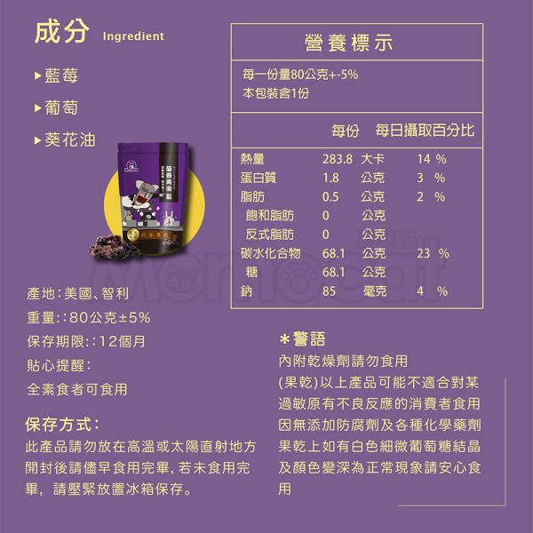 現貨【頂級無籽葡萄乾＋藍莓綜合果乾80g】頂級果乾葡萄乾藍莓蔓越莓櫻桃春節過年零食年節伴手禮瘋熊【MOMOCAT摸摸貓】P68 頂級,果乾,水果乾,蜜餞,葡萄乾,藍莓,蔓越莓,櫻桃,水蜜桃,芒果,草莓,洛神花,紅桃,無花果,芭樂,青芒果,蘋果,鳳梨,春節,年節,過年,零食,伴手禮,瘋熊