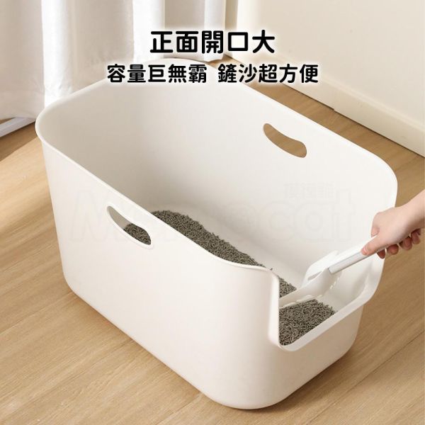 現貨【日系無印高邊貓砂盆】日系無印風貓砂盆開放式大空間高圍邊防撥砂簡約單層便盆親民價格【MOMOCAT摸摸貓】E12-7 四分之三罩,高圍邊,貓砂盆,貓便盆,防撥砂,防濺砂,防漏尿,防噴尿,送貓砂,全罩式,半罩加高,開放式,半開放式,半封閉式
