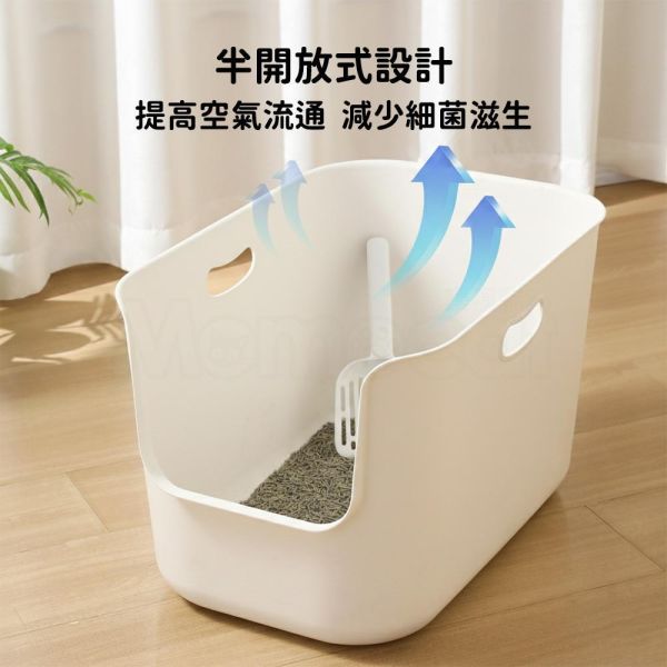 現貨【日系無印高邊貓砂盆】日系無印風貓砂盆開放式大空間高圍邊防撥砂簡約單層便盆親民價格【MOMOCAT摸摸貓】E12-7 四分之三罩,高圍邊,貓砂盆,貓便盆,防撥砂,防濺砂,防漏尿,防噴尿,送貓砂,全罩式,半罩加高,開放式,半開放式,半封閉式