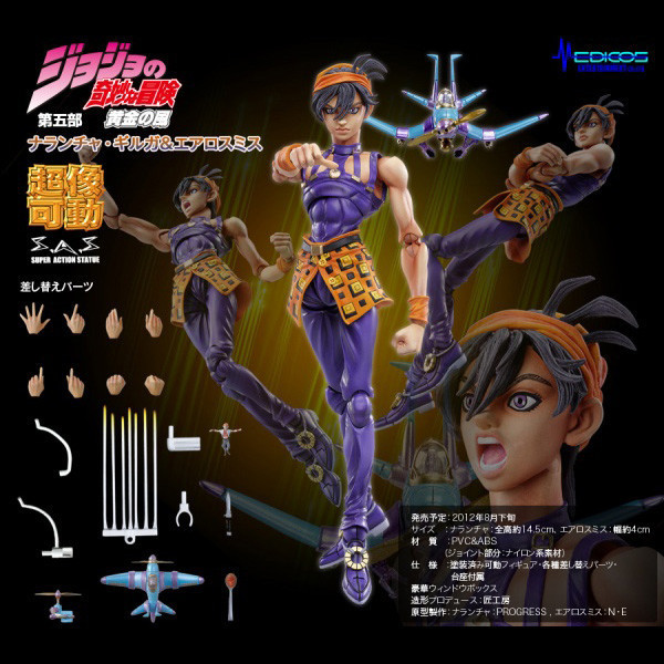 【老物全新未拆】日版 MEDICOS 超像可動 | JoJo的奇妙冒險 | 第五部 | 黃金之風 | 納蘭迦·吉爾各(吉爾卡)＆史密斯飛船(航空史密斯) | 可動完成品 | 盒況如圖 | 全新未拆 | 現貨 