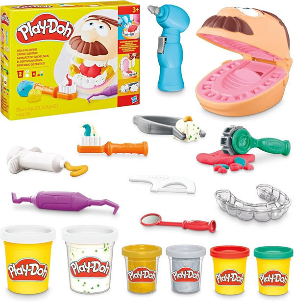 HASBRO 孩之寶 | Play-Doh 培樂多 | 鑲金小牙醫遊戲組 | 安全無毒 | 盒況不完美如圖 | 全新未拆 | 現貨 