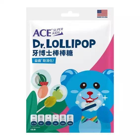 ACE SUPER KIDS 牙博士棒棒糖 天然糖醇 全素可食 低熱量 維生素C 8支/袋 ACE,牙博士棒棒糖,SUPER KIDS,天然糖醇,維生素C,全素可食,低熱量,8支,德國進口