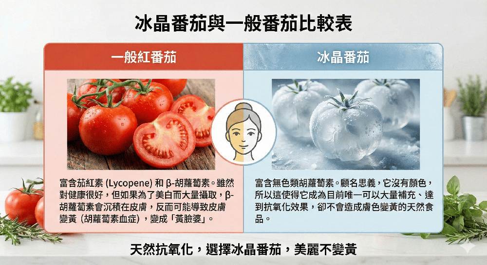 冰晶番茄與一般番茄比較圖