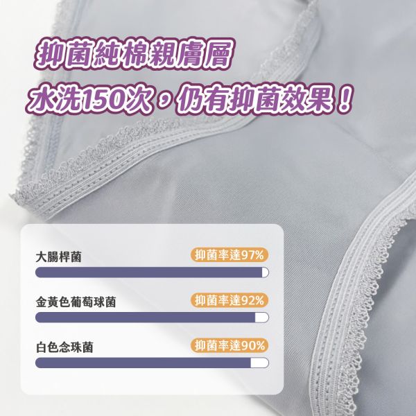 【贈品】花邊｜中腰抑菌半包臀內褲 L (隨機色) 抗菌內褲,抑菌內褲,谷慕慕,月亮褲,內褲,非生理期,分泌物,日常