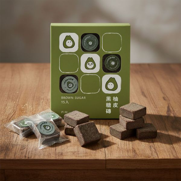 柚一村｜柚皮黑糖磚（5入） 柚一村,柚皮黑糖磚,品牌合作,救濟小農