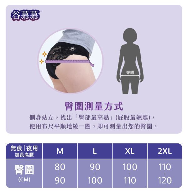 無痕｜夜用加長高腰吸血內褲 (3片衛生棉) 吸血內褲,月亮褲,生理期,衛生棉,外漏,防漏,棉條,月亮杯,月事內褲,生理褲,M巾,月經內褲,紅紅褲,月亮褲紅紅褲