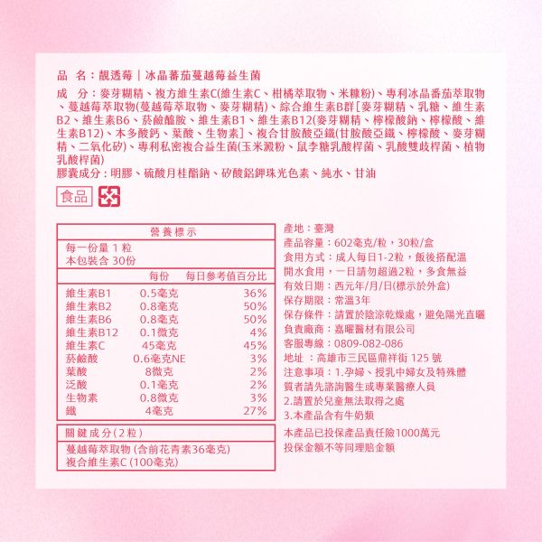 靚透莓｜冰晶番茄蔓越莓益生菌-30粒/盒 私密保濕潔肌精萃,私密處清潔,陰部清潔,私密處保養,私密處潔淨,私密處護理,陰道清潔,私密肌護理,陰道保養,女性私密清潔,女性私密處護理,陰部護理,私密處清潔推薦,溫和私密處清潔,私密處清潔慕斯,私密處清潔液推薦,私密處清潔保養產品,私密處異味怎麼辦,私密處瘙癢如何改善,如何選擇私密清潔產品