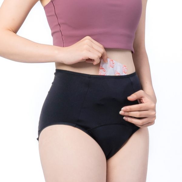 Nuan Gong | Extended Length, Extra Absorbency, Tranquil Black High-Waist Period Panties for Night Use 暖宮,月亮褲,夜用,加長加量,高腰生理褲,月經內褲,生理褲,抗菌生理褲,透氣生理褲,台灣內褲,台灣生理褲,暖宮,暖暖包,保暖子宮,暖宮貼,暖宮腰帶,暖宮神氣
