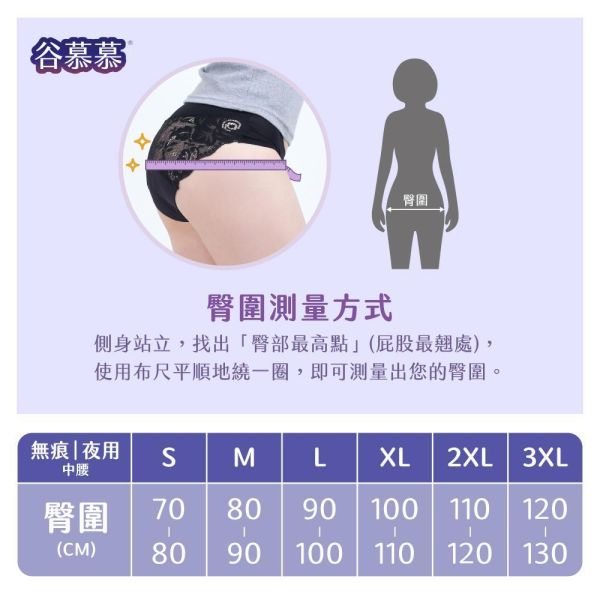 無痕｜夜用中腰吸血內褲 (3 片衛生棉) 吸血月亮褲,月亮褲,生理期,衛生棉,外漏,防漏,棉條,月亮杯,月事內褲,生理褲,M巾,月經內褲,月經褲