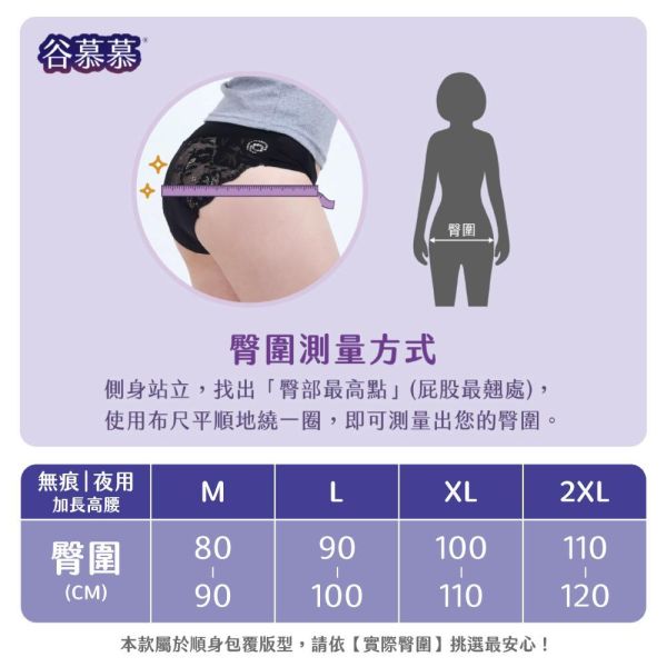 無痕｜夜用加長高腰吸血內褲 (3片衛生棉) 吸血內褲,月亮褲,生理期,衛生棉,外漏,防漏,棉條,月亮杯,月事內褲,生理褲,M巾,月經內褲,紅紅褲,月亮褲紅紅褲