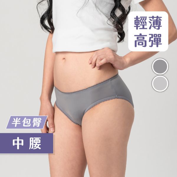 【贈品】花邊｜中腰抑菌半包臀內褲 M (隨機色) 抗菌內褲,抑菌內褲,谷慕慕,月亮褲,內褲,非生理期,分泌物,日常