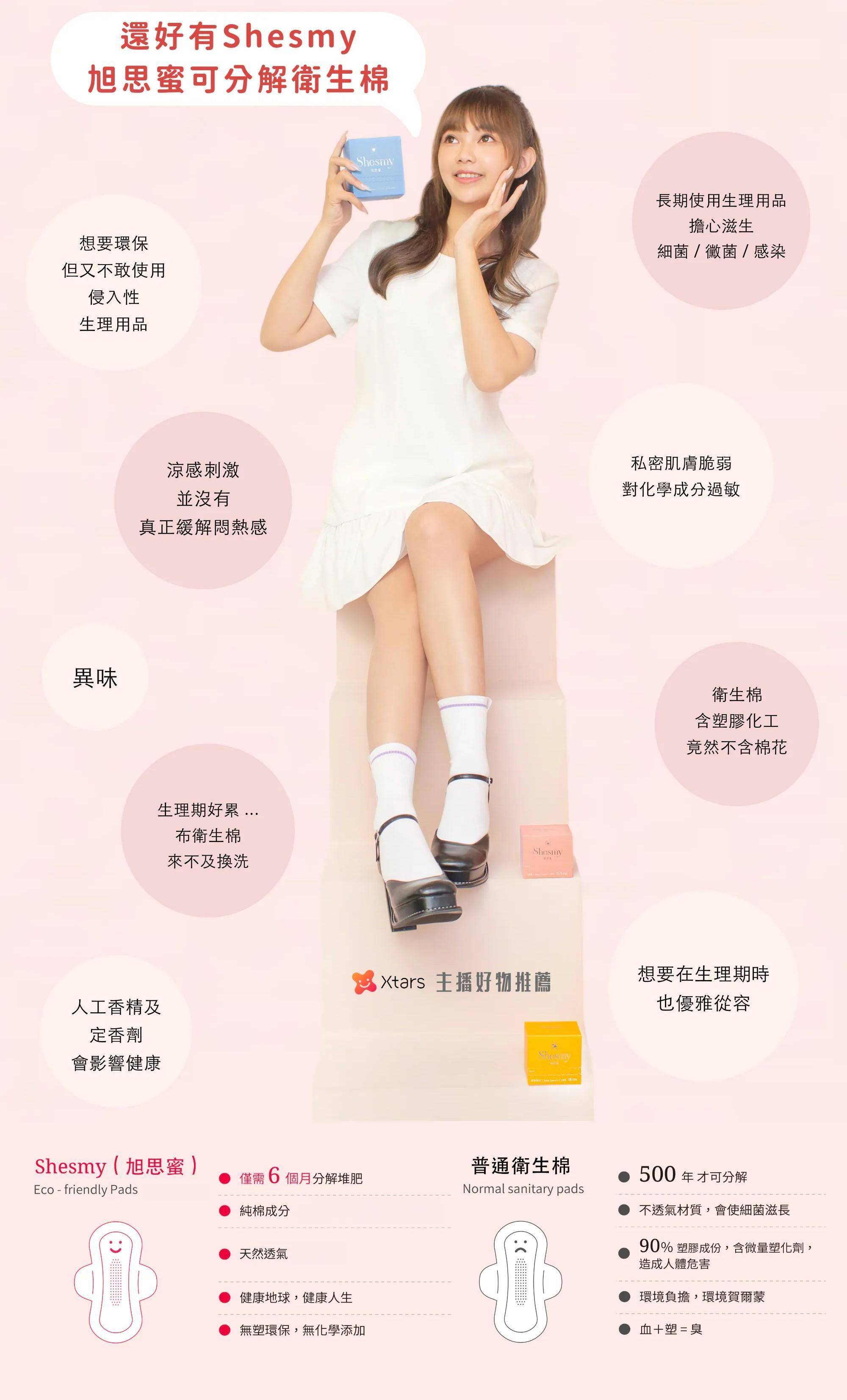 Shesmy 旭思蜜可分解衛生棉特點