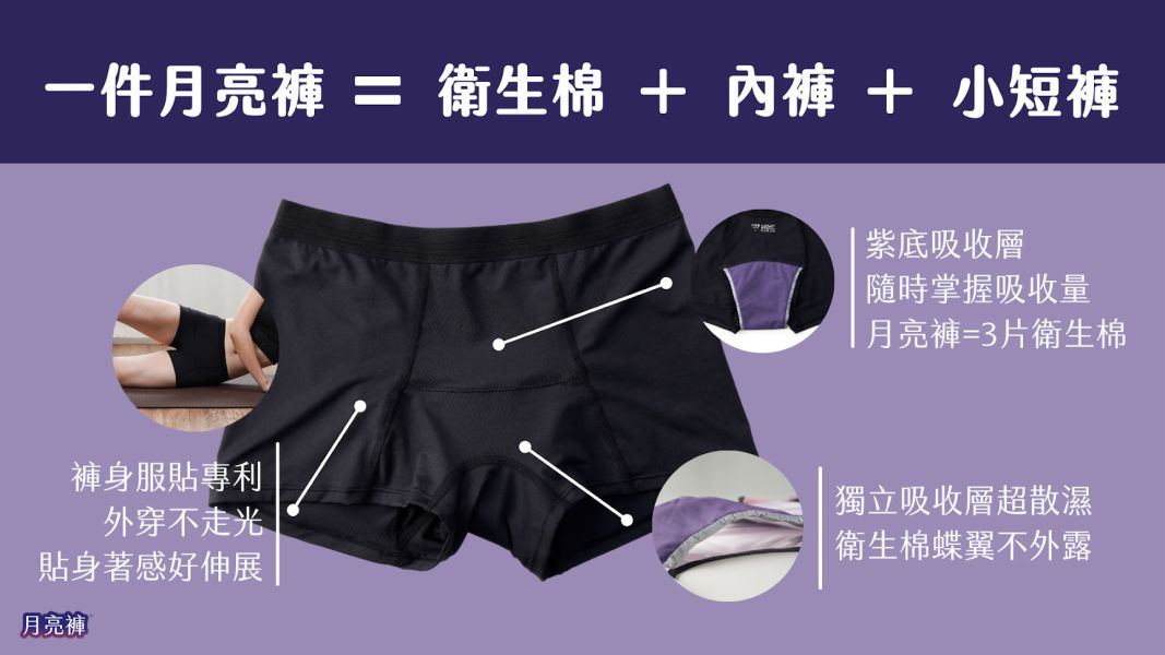 运动款☽经典黑平口月亮裤 台湾吧,taiwan bar,运动月亮裤,吸血内裤,月亮裤