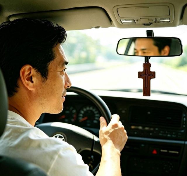 指握十字架/掛件 指握十字架,車內十字架掛飾,背包掛飾,詩篇121,受洗禮物,櫸木十字架,胡桃木十字架,韓國蠟繩,經文掛飾,岡本福音文創