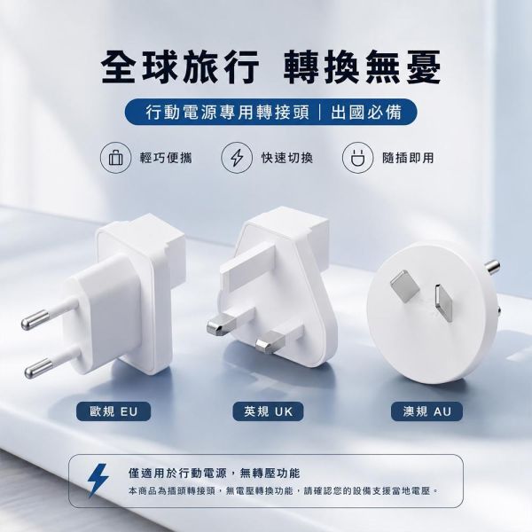 【SHOPA 夏帕】國際旅行轉換插頭｜EU／UK／AU 旅行萬用轉接頭｜適用行動電源 國際轉接頭
旅行轉接頭
萬用轉接頭
旅行插頭
行動電源轉接頭