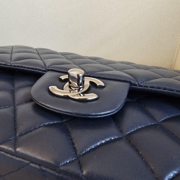Chanel CF25 羊皮深藍銀扣 Chanel 香奈兒包包 小香腰包 CF25 WOC、精品包、名牌包、精品包推薦、精品二手包、經典款