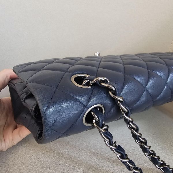 Chanel CF25 羊皮深藍銀扣 Chanel 香奈兒包包 小香腰包 CF25 WOC、精品包、名牌包、精品包推薦、精品二手包、經典款