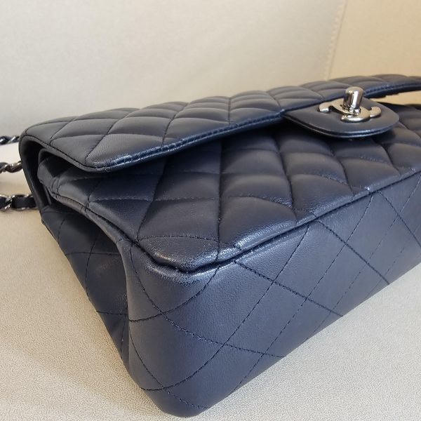 Chanel CF25 羊皮深藍銀扣 Chanel 香奈兒包包 小香腰包 CF25 WOC、精品包、名牌包、精品包推薦、精品二手包、經典款