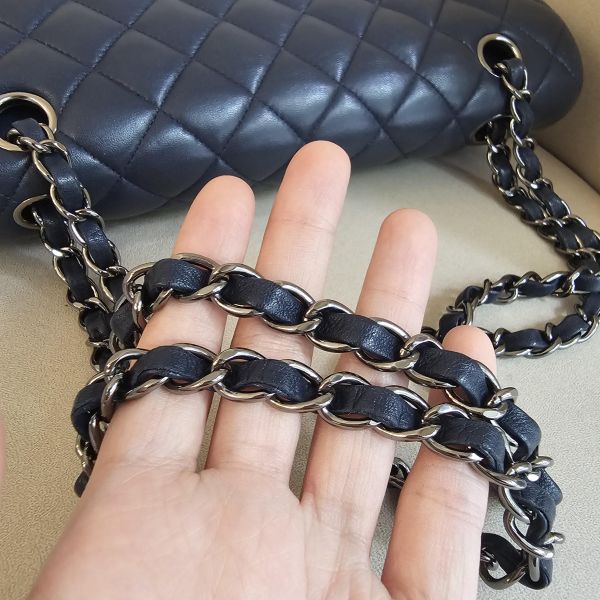 Chanel CF25 羊皮深藍銀扣 Chanel 香奈兒包包 小香腰包 CF25 WOC、精品包、名牌包、精品包推薦、精品二手包、經典款