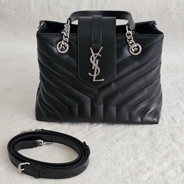 YSL loulou 黑銀兩用包 全新閒置 YSL Saint Laurent聖羅蘭精品包 loulou黑銀 流浪包、精品包、名牌包、精品包推薦、精品二手包、經典款