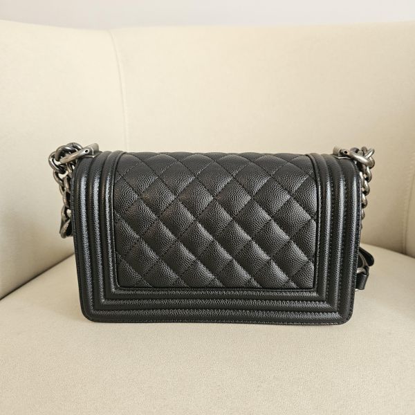 Chanel Boy20 黑色荔枝銀扣 晶片 Chanel 香奈兒包包 BOY20黑銀 小香腰包 CF WOC、精品包、名牌包、精品包推薦、精品二手包、經典款