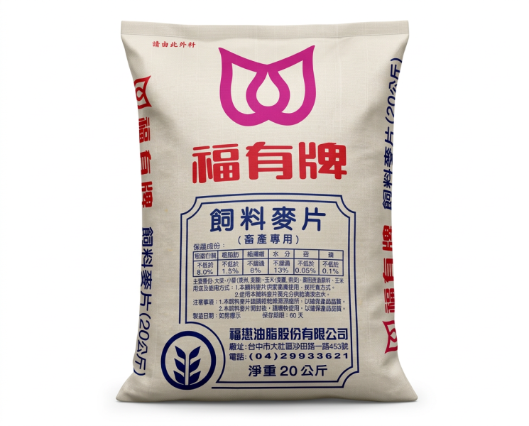 福有牌飼料麥片｜大麥片・動物飼料原料-20KG 福有牌飼料麥片、福有牌麥片、飼料麥片、大麥片、飼料用大麥片、雞飼料麥片、家禽飼料、動物飼料、福懋飼料麥片