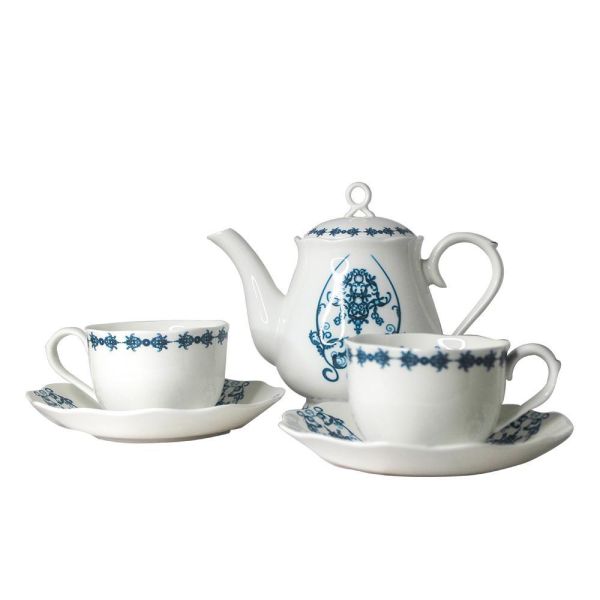 青花貴族五件式杯盤組【B&G德國農莊】 骨瓷五件組,經典骨瓷茶具