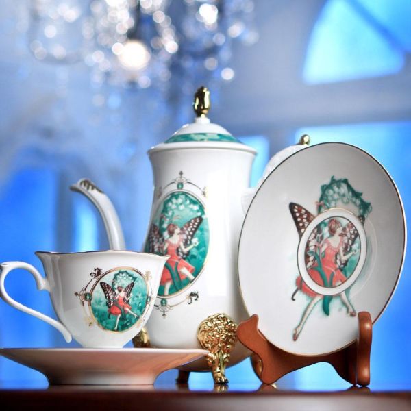 風鈴輕響早晨五件式杯壺組【B&G德國農莊】 骨瓷五件組,經典骨瓷茶具