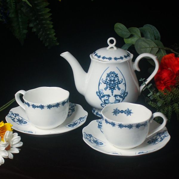 青花貴族五件式杯盤組【B&G德國農莊】 骨瓷五件組,經典骨瓷茶具