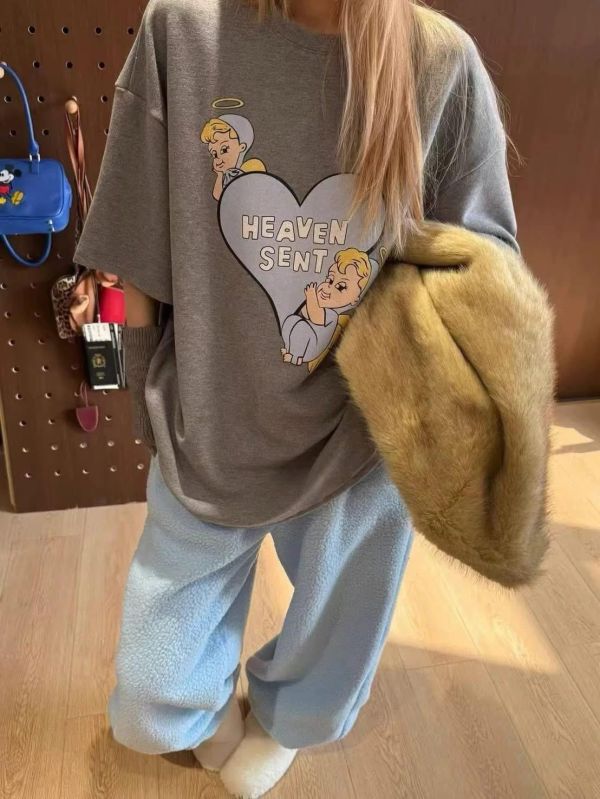 愛心天使撞色寬鬆tee-2色 愛心天使撞色寬鬆tee-2色