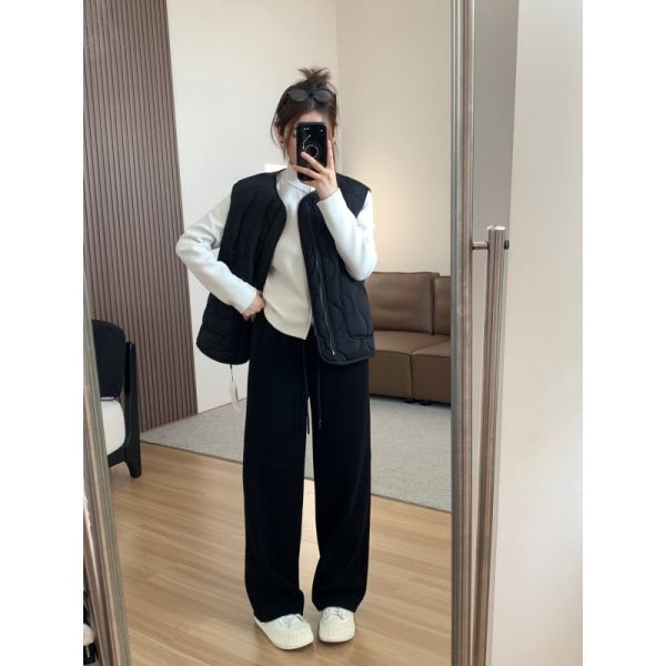 經典百搭奶茶色休閒加絨保暖直筒褲-3色 經典百搭奶茶色休閒加絨保暖直筒褲-3色