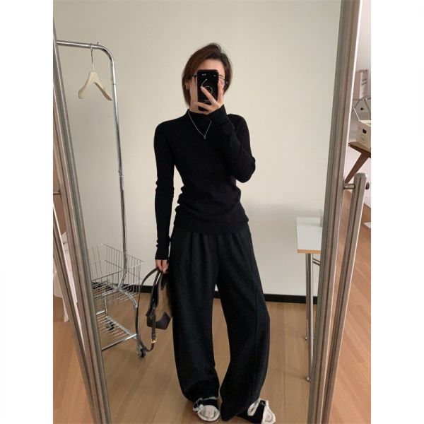 氣質顯瘦無縫一體半高領打底針織上衣-5色 氣質顯瘦無縫一體半高領打底針織上衣-5色