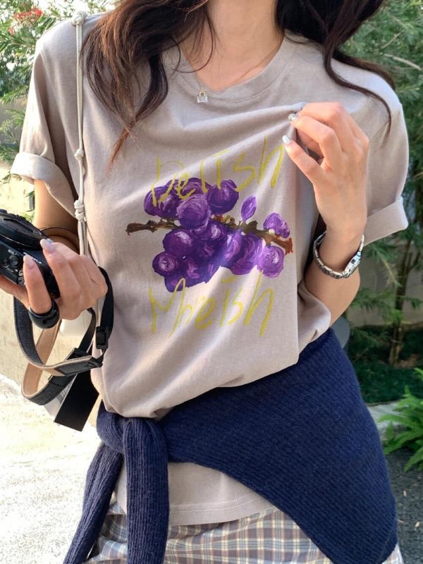 可愛水果印花休閒圓領T-3色 可愛水果印花休閒圓領T-3色