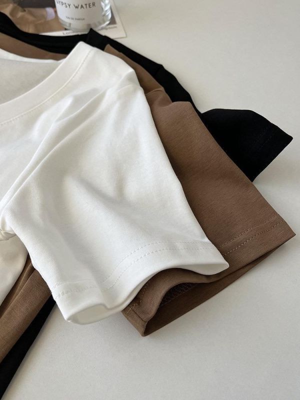 露鎖骨正肩大U寬鬆低領tee-3色 露鎖骨正肩大U寬鬆低領tee-3色