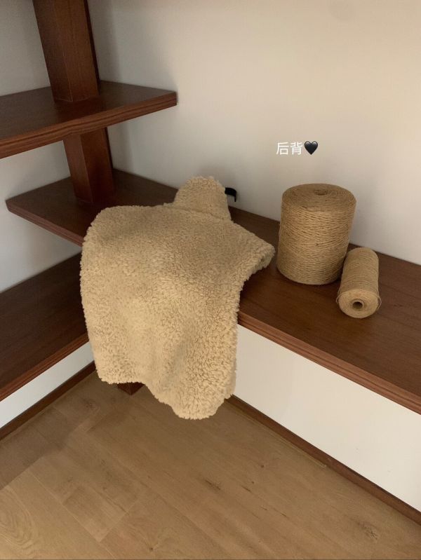 奶系小羊羔粒絨拼接毛毛背心 奶系小羊羔粒絨拼接毛毛背心