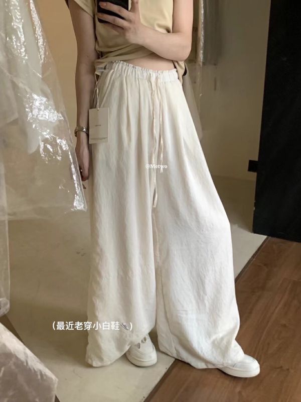 不悶熱 韓系砂洗麻料休閒闊腿褲-2色 不悶熱 韓系砂洗麻料休閒闊腿褲-2色