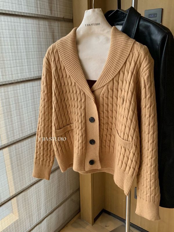 韓系溫柔風寬鬆麻花氣質毛衣開衫-3色 韓系溫柔風寬鬆麻花氣質毛衣開衫-3色