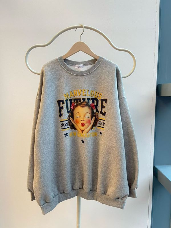 Korea 復古女孩印花休閒T恤-3色 Korea 復古女孩印花休閒T恤-3色