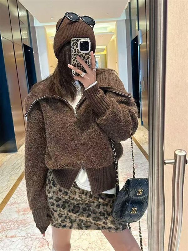 翻領雙拉鏈寬鬆顯瘦好比例上衣外套-3色 翻領雙拉鏈寬鬆顯瘦好比例上衣外套-3色