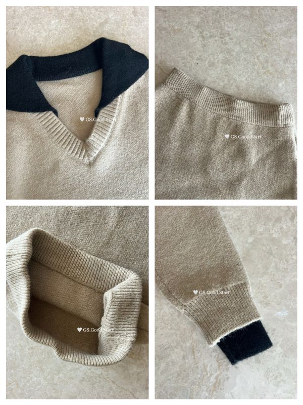 學院風撞色氣質針織衫+半身裙兩件套套裝-5色 學院風撞色氣質針織衫+半身裙兩件套套裝-5色