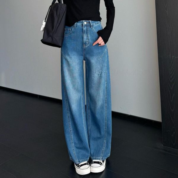 夏季薄款立體剪裁萊賽爾+棉氣質顯瘦高腰牛仔褲-2色 夏季薄款立體剪裁萊賽爾+棉氣質顯瘦高腰牛仔褲-2色